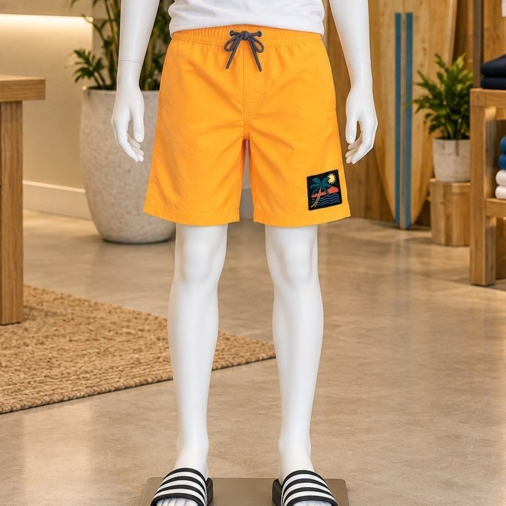 Ocean Gear Boys Swim Shorts Orange Palm Tree Patch UPF 50+ XXL 18